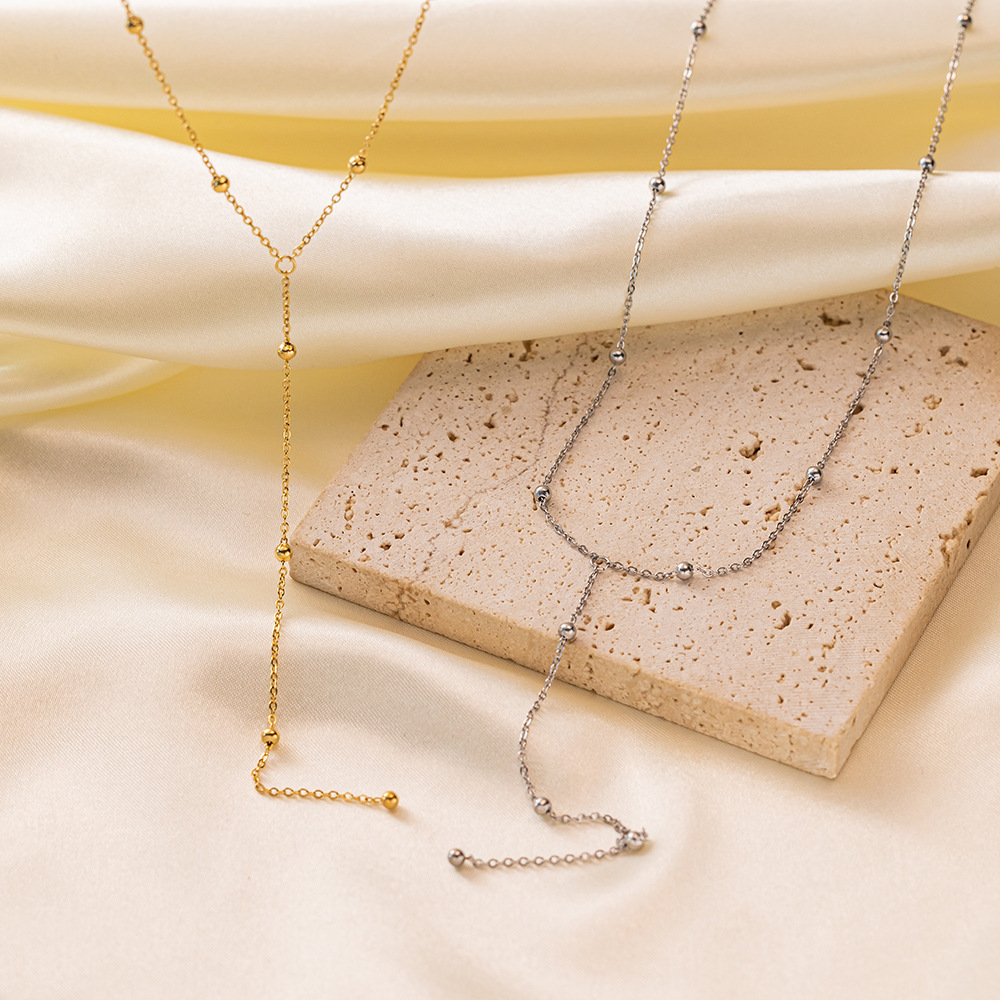 Fashionable 18K Gold Plated Bead Chain Necklace with Pendant